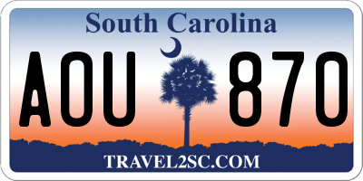 SC license plate AOU870