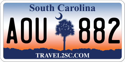 SC license plate AOU882