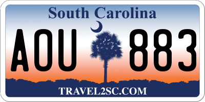 SC license plate AOU883