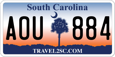 SC license plate AOU884