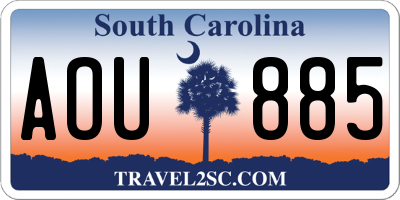 SC license plate AOU885