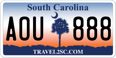 SC license plate AOU888
