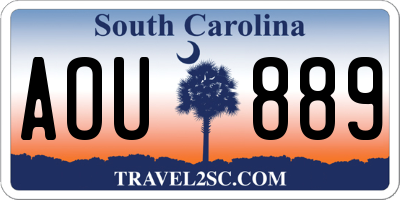 SC license plate AOU889