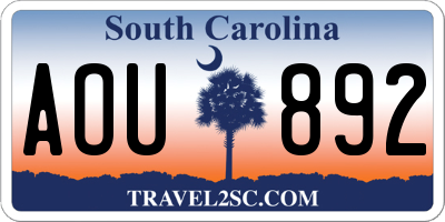 SC license plate AOU892