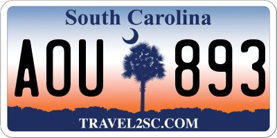 SC license plate AOU893