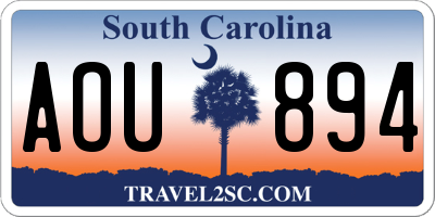 SC license plate AOU894