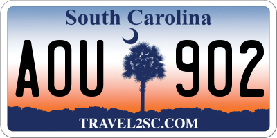 SC license plate AOU902