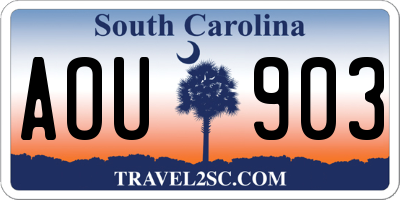 SC license plate AOU903
