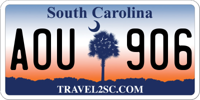 SC license plate AOU906