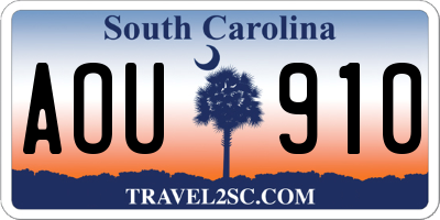 SC license plate AOU910