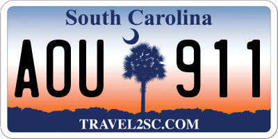 SC license plate AOU911