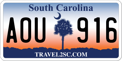 SC license plate AOU916