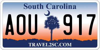 SC license plate AOU917