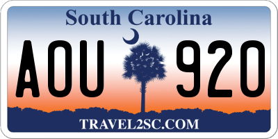 SC license plate AOU920