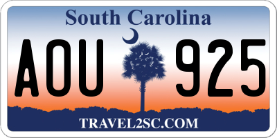 SC license plate AOU925