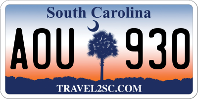 SC license plate AOU930