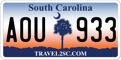 SC license plate AOU933