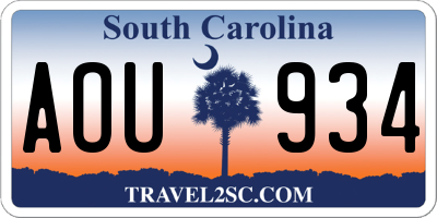 SC license plate AOU934