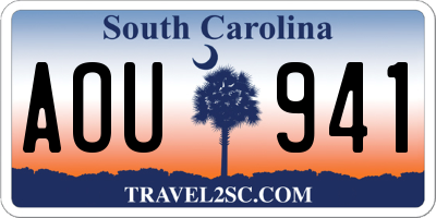 SC license plate AOU941