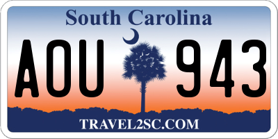 SC license plate AOU943