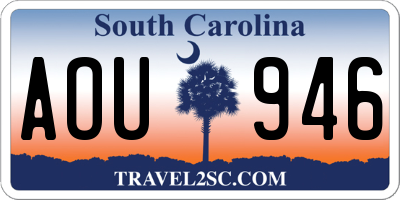 SC license plate AOU946