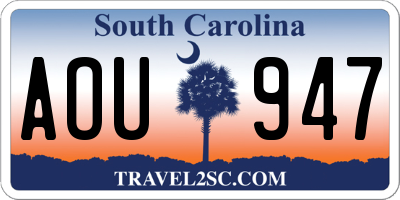 SC license plate AOU947