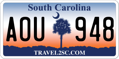SC license plate AOU948