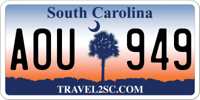 SC license plate AOU949