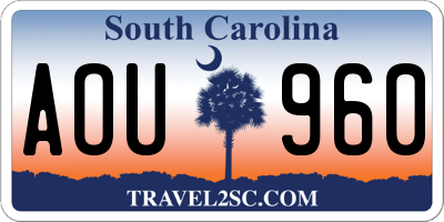SC license plate AOU960