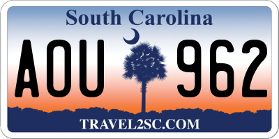 SC license plate AOU962