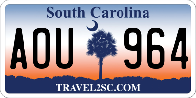 SC license plate AOU964