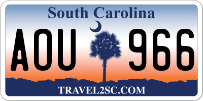 SC license plate AOU966