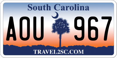 SC license plate AOU967