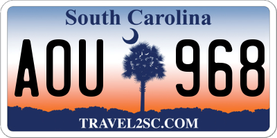 SC license plate AOU968