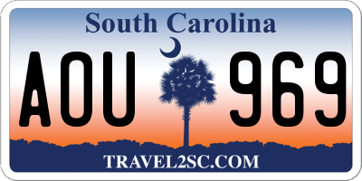 SC license plate AOU969