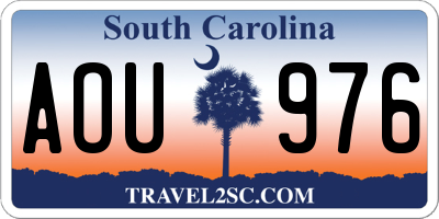 SC license plate AOU976