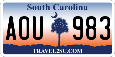 SC license plate AOU983
