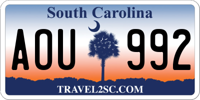 SC license plate AOU992