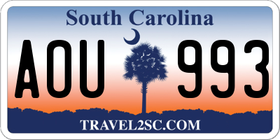 SC license plate AOU993