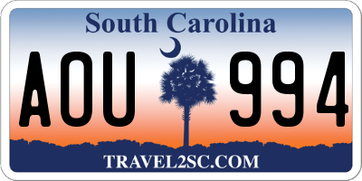 SC license plate AOU994