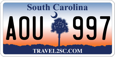 SC license plate AOU997