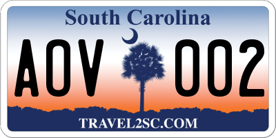SC license plate AOV002