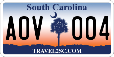 SC license plate AOV004