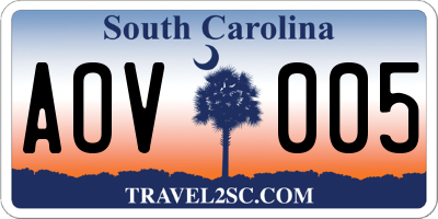 SC license plate AOV005
