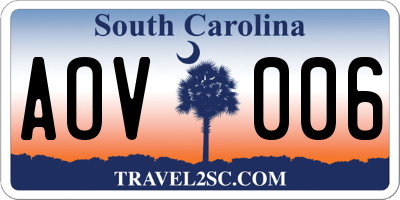 SC license plate AOV006