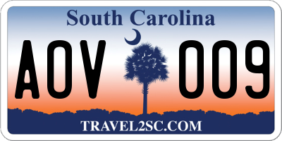 SC license plate AOV009