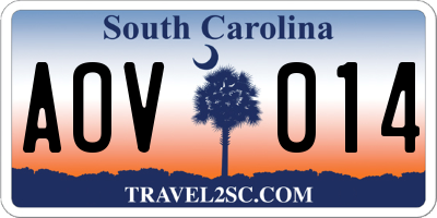 SC license plate AOV014