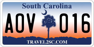 SC license plate AOV016