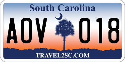 SC license plate AOV018
