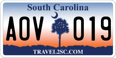 SC license plate AOV019